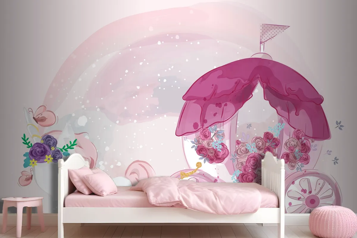 Cute Baby Unicorn Hand Drawn In Sweet Watercolor Style Wallpaper Mural