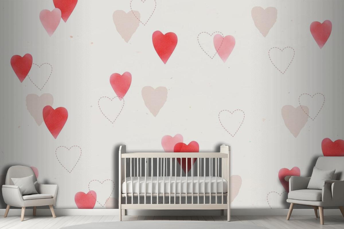 Cute Love Pattern Background Wallpaper Mural