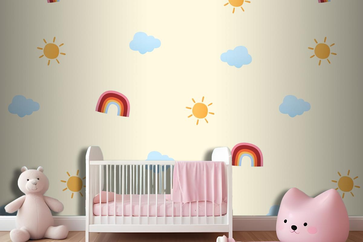 Cute Weather Pattern Background Wallpaper Mural