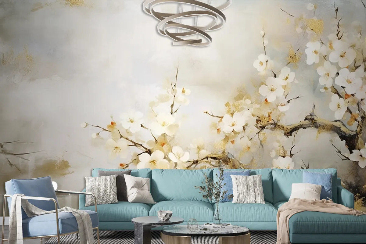 Modern Abstract Art Watercolor Floral Wallpaper Mural