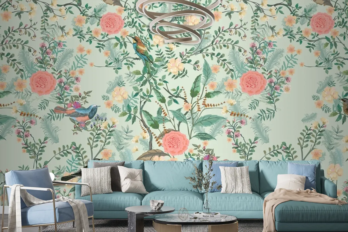 Vintage Decorative Garden Seamless Pattern For Wallpaper Mural