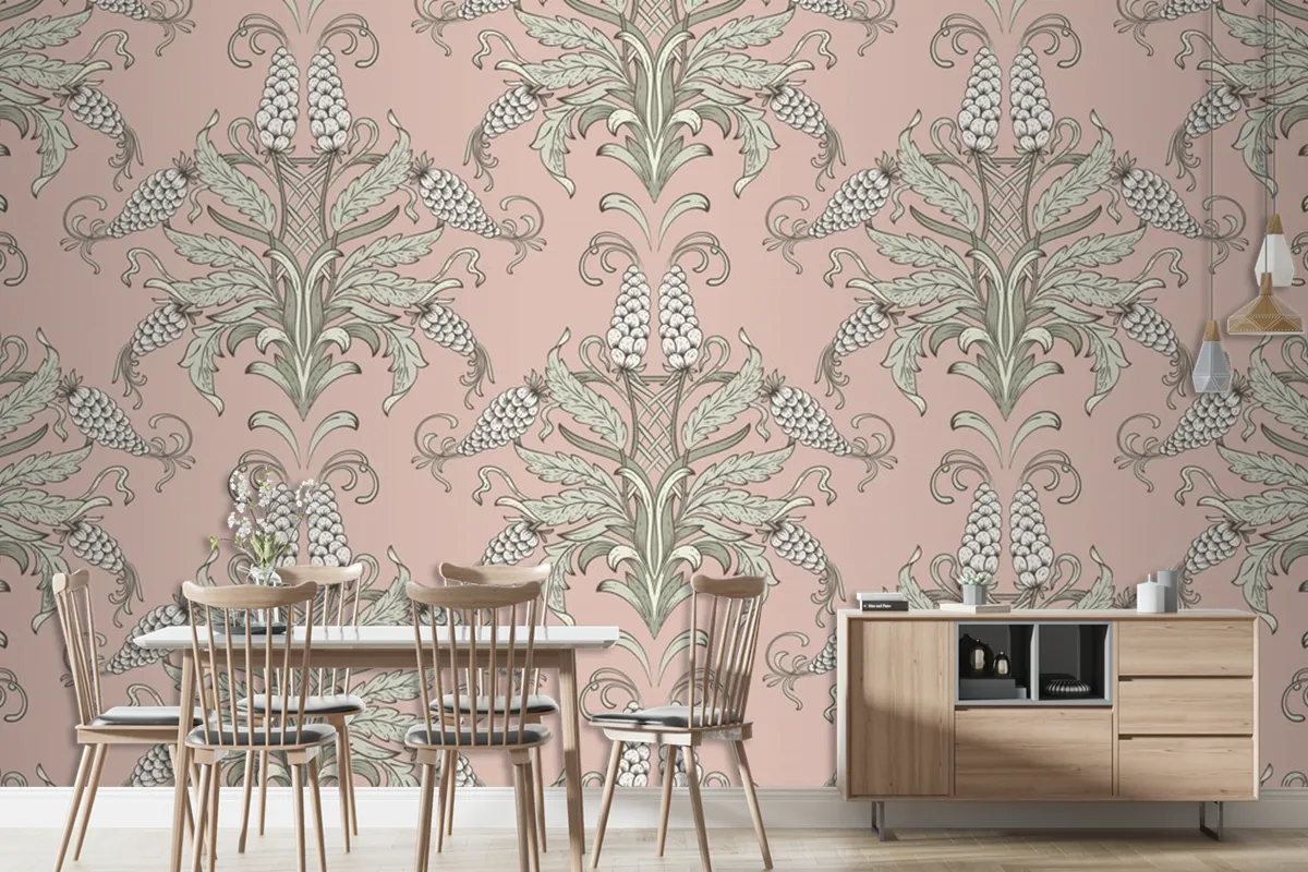 Damask Seamless Emboss Pattern Background Wallpaper Mural