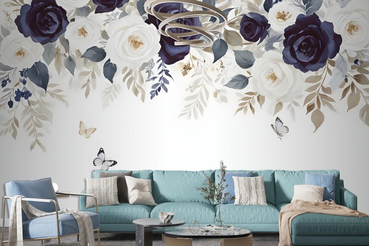 Dark Floral Art Wallpaper Mural