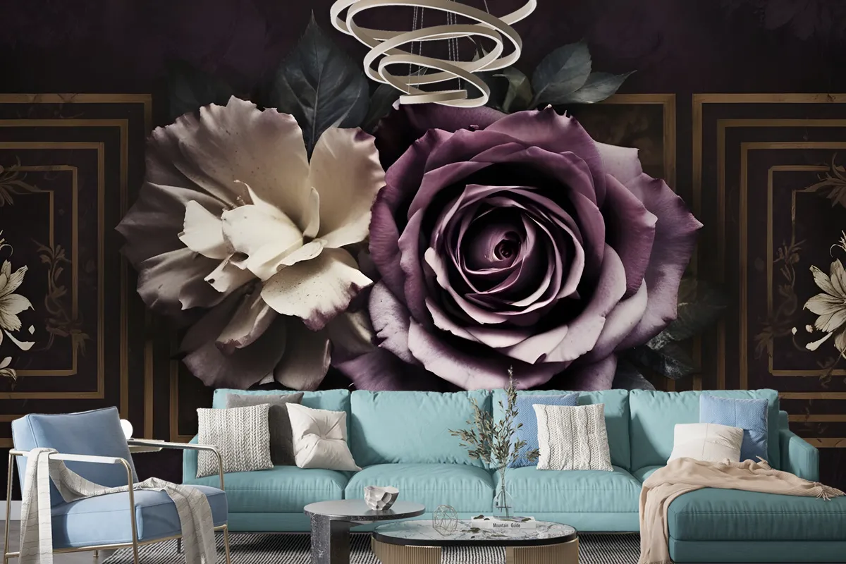 Dark Rose Floral Wallpaper Mural