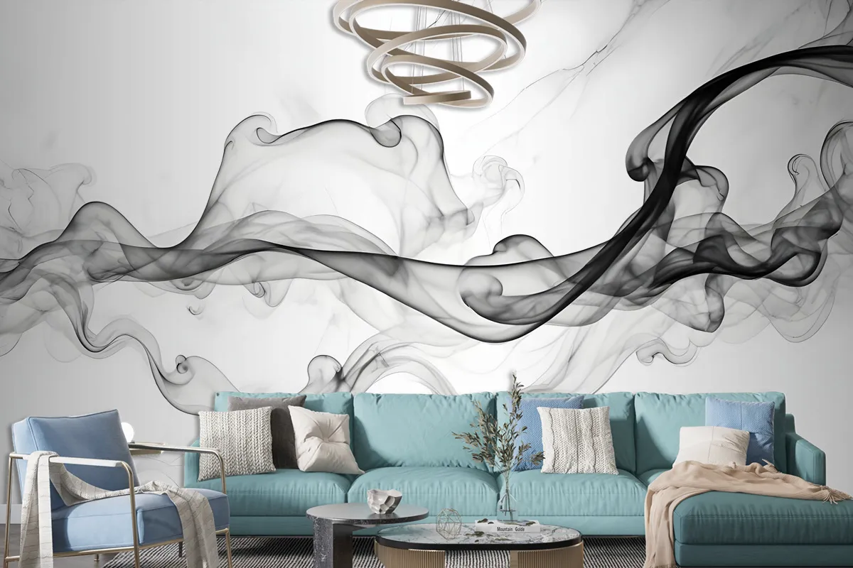 Dark Smoke With Marble Pattern Wallpaper Mural