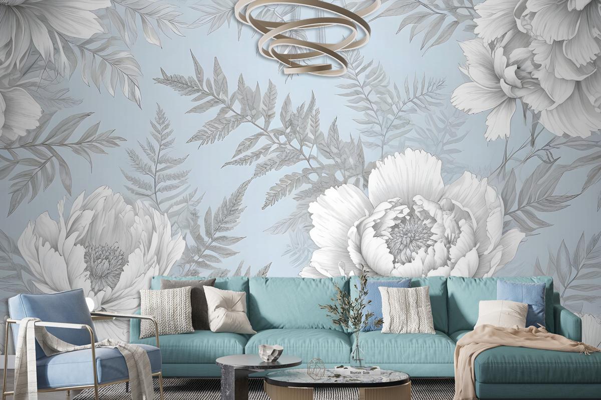 Drawing Floral Bouquet Art Wallpaper Mural