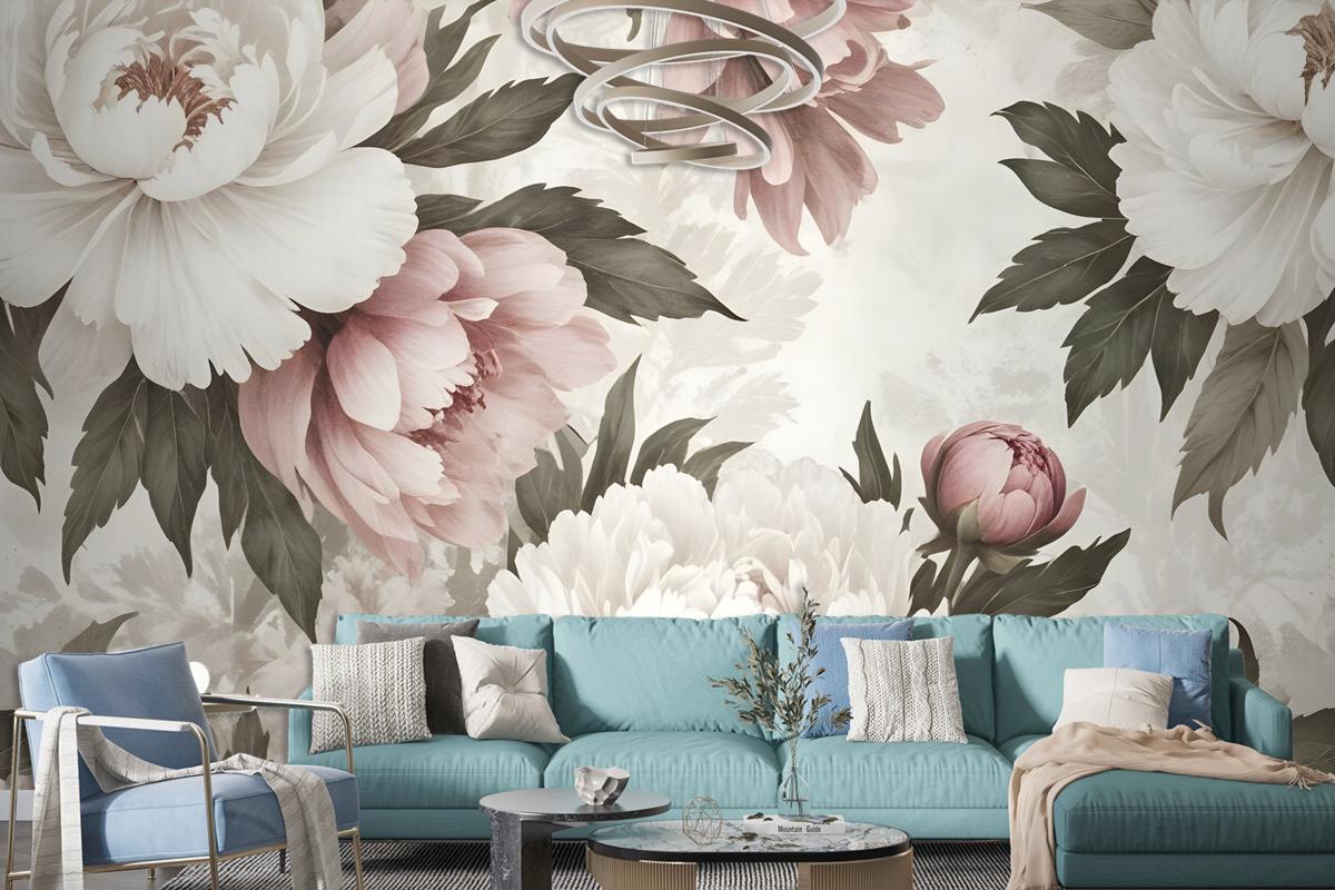 Dutch Pink Peony Floral Wallpaper Mural