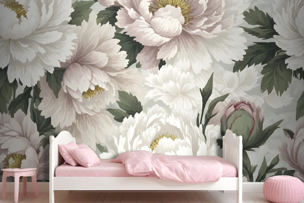 Dutch Pink Peony Floral Wallpaper Mural