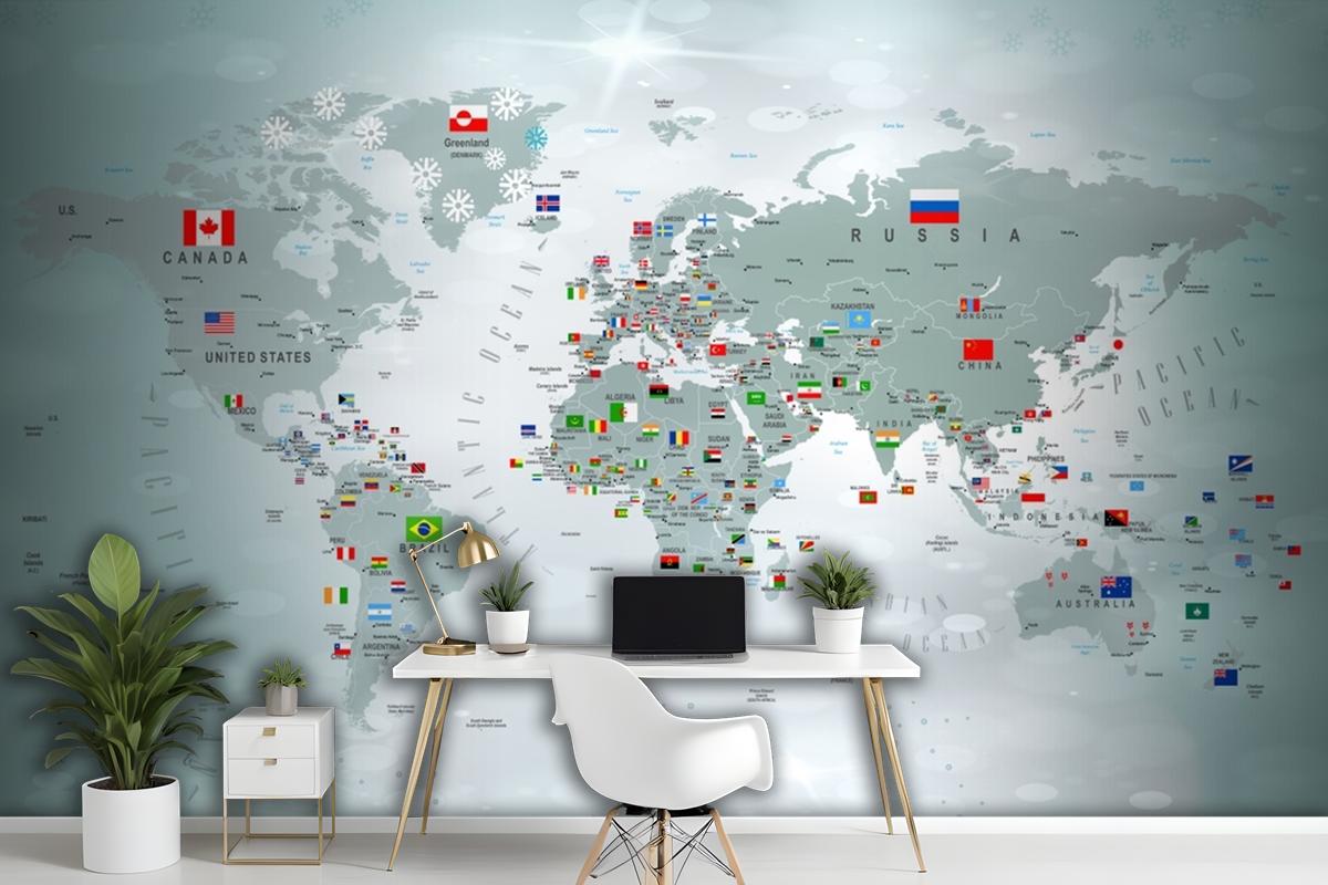 Educational World Map Wallpaper Mural