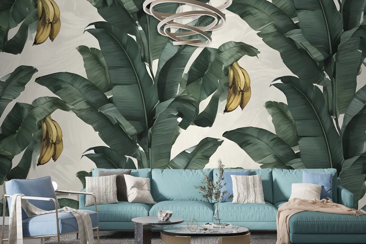 Exotic Banana Leaf Pattern Wallpaper Mural