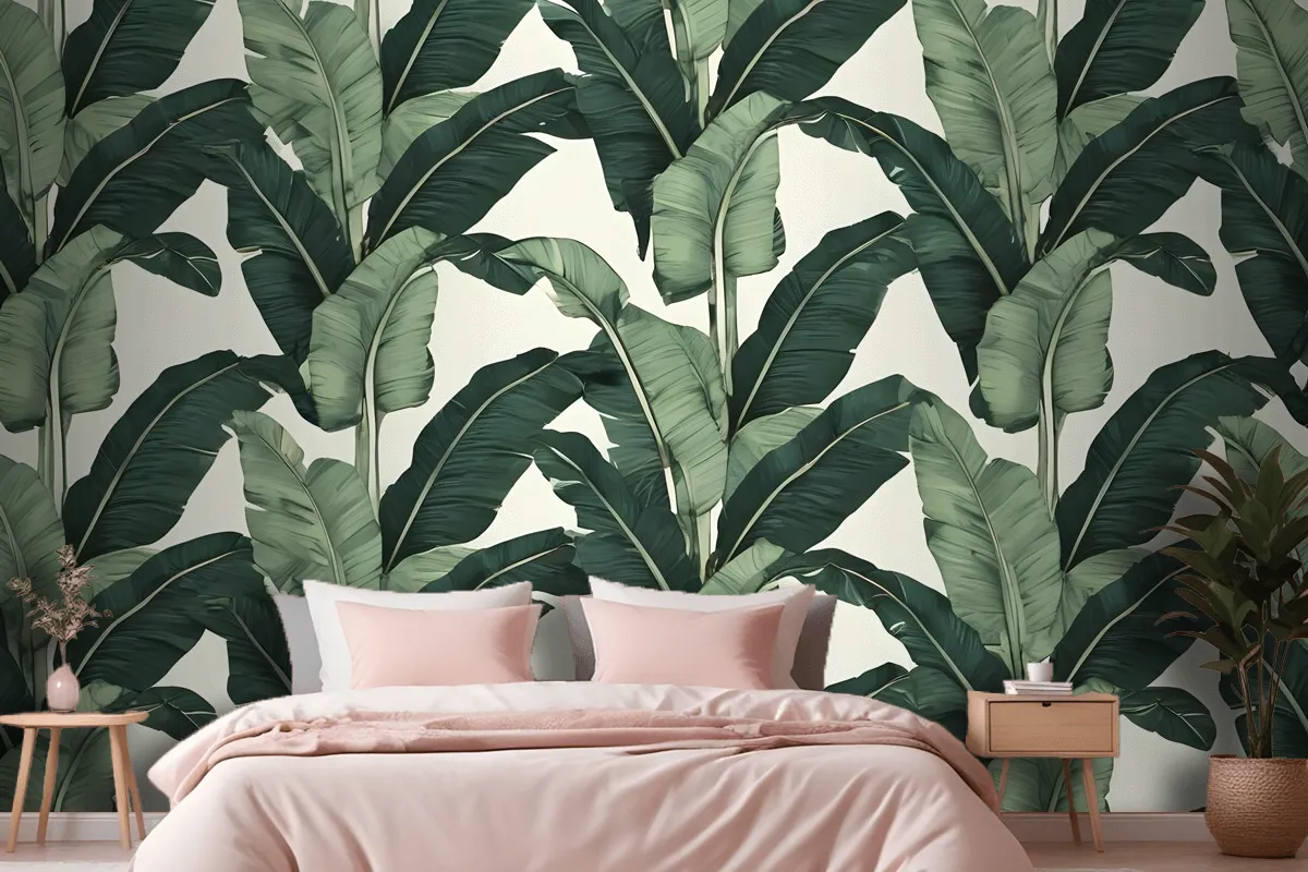 Exotic Banana Leaf Wallpaper Mural