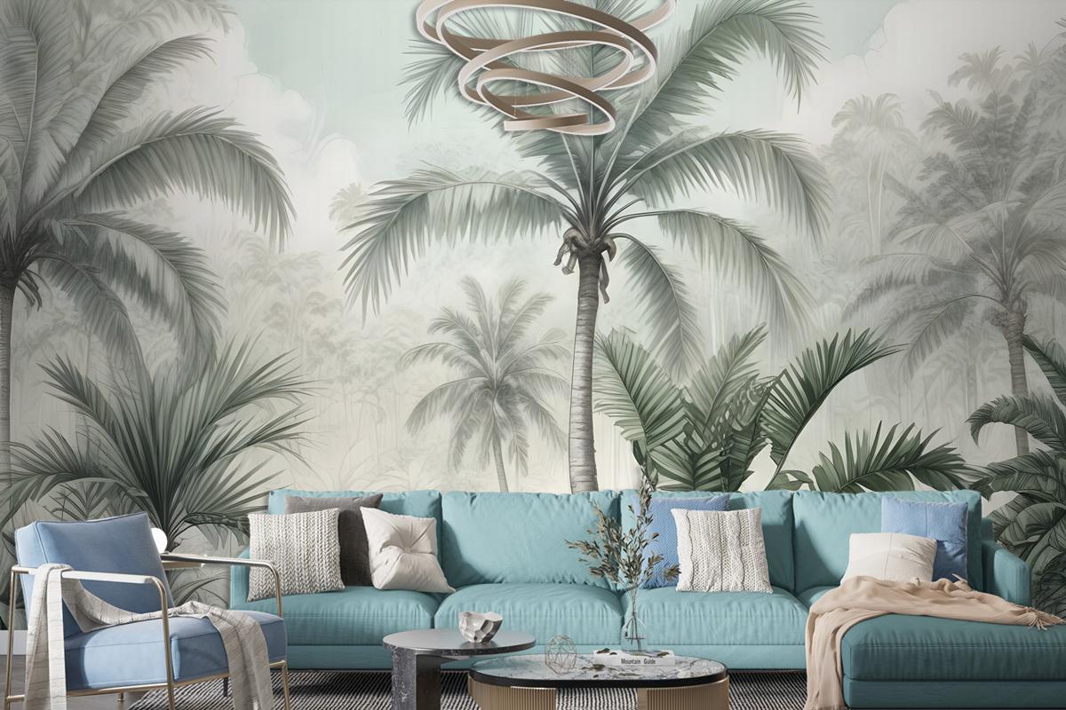 Exotic Palm Tree Landscape Wallpaper Mural