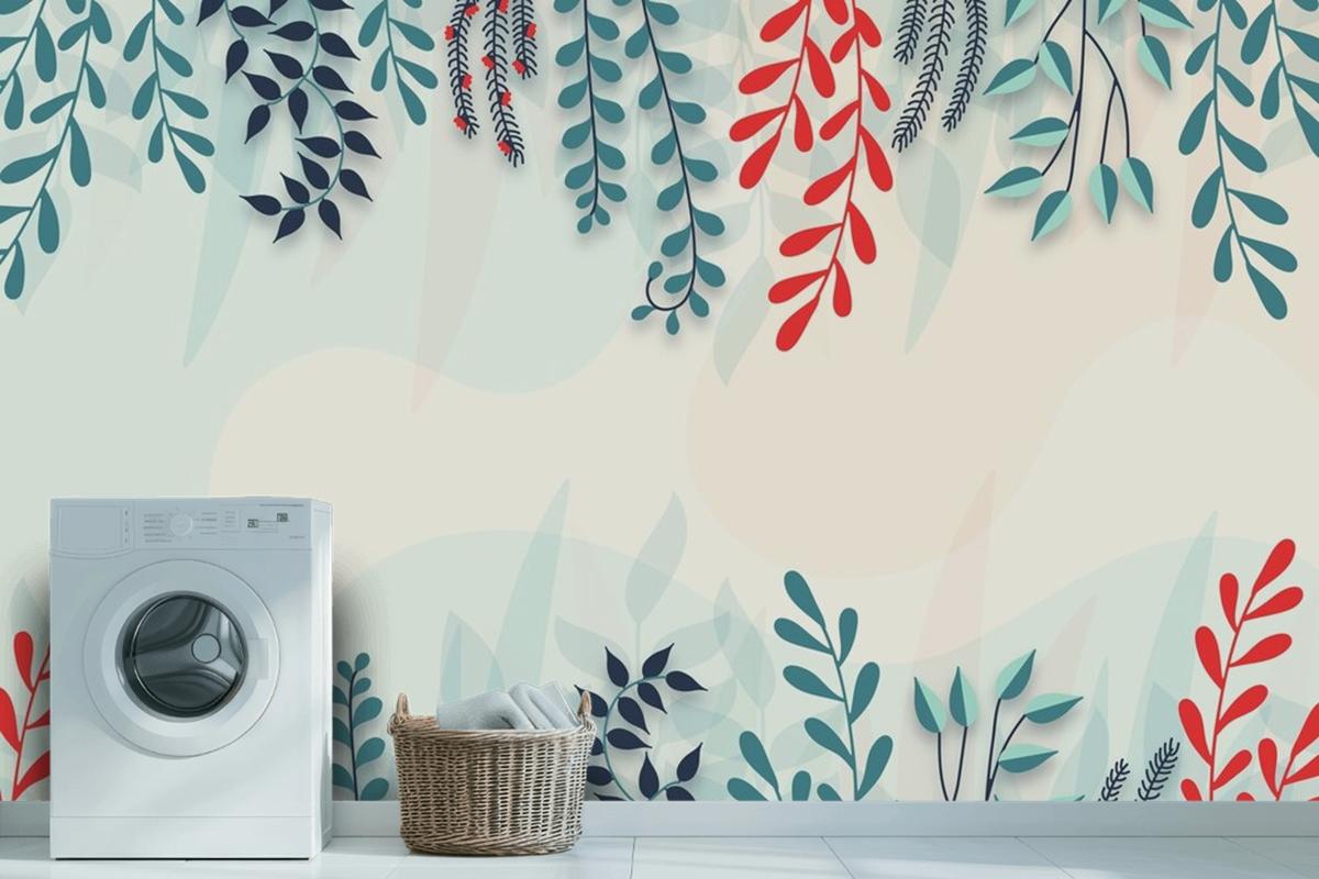 Flat Design Abstract Floral Background Wallpaper Mural