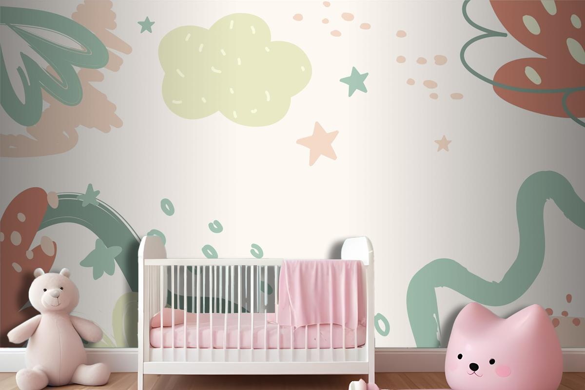 Flat Design Baby Shower Template Wallpaper Mural