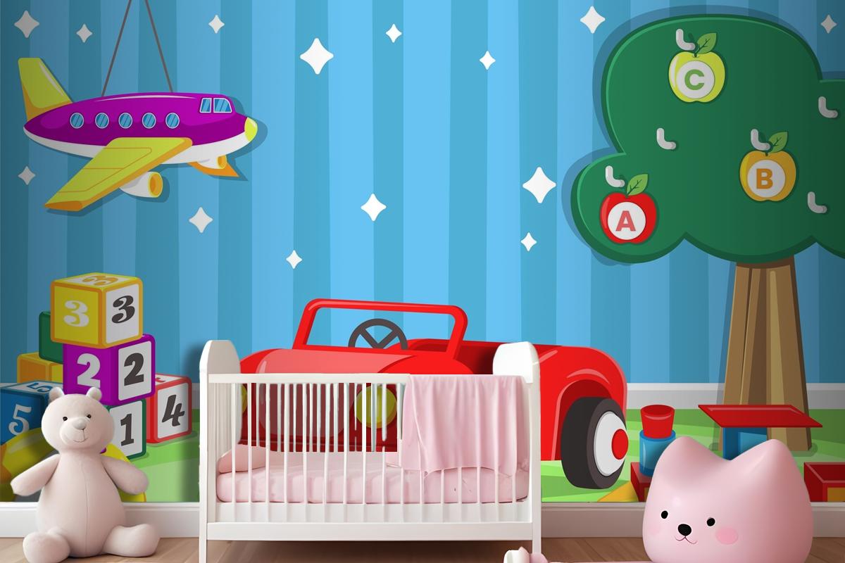 Flat Design Christmas Toys Boys Wallpaper Mural