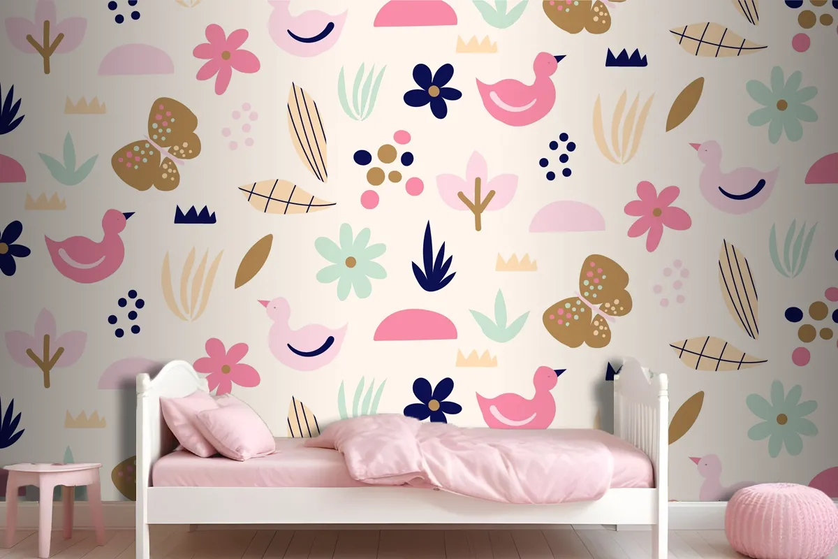 Flat Scandinavian Design Pattern Wallpaper Mural