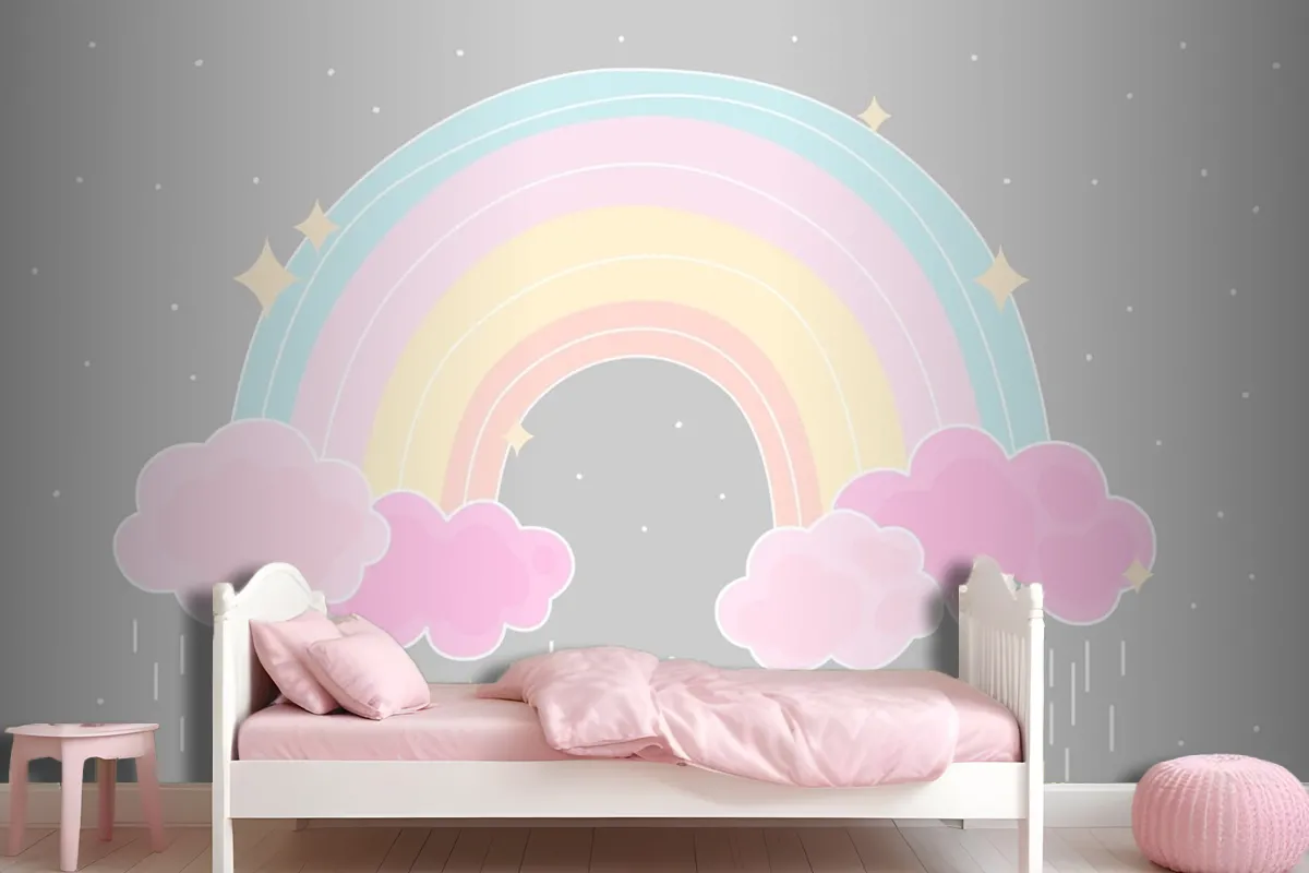 Flat Style Colorful Rainbow Wallpaper Mural