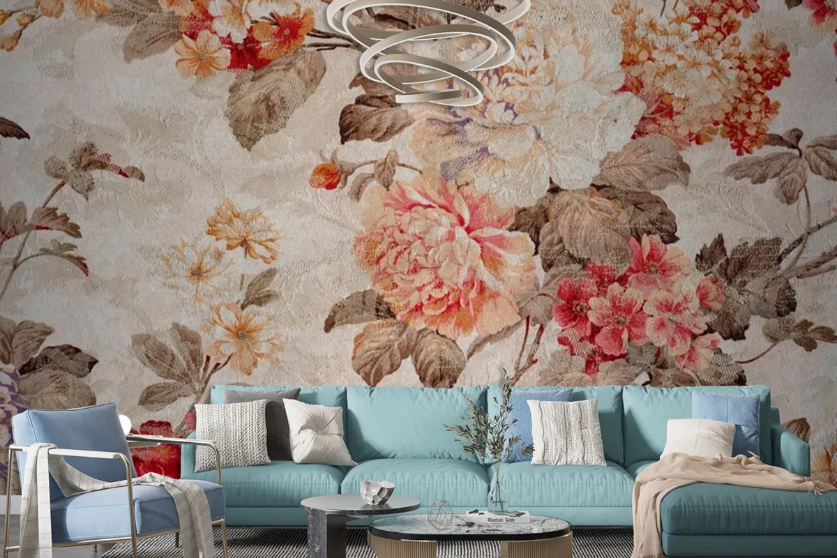 Floral Pattern Fabric Texture Wallpaper Mural