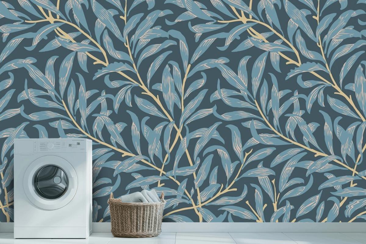 Floral Pattern Design Laundry Room Wallpaper Mural