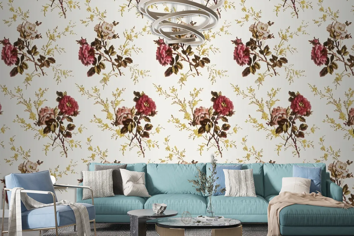 Floral Vintage Style Seamless Pattern Wallpaper Mural