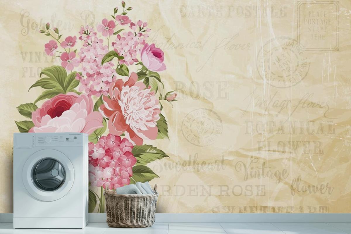 Flower Garland On Crumpled Paper Wallpaper Mural