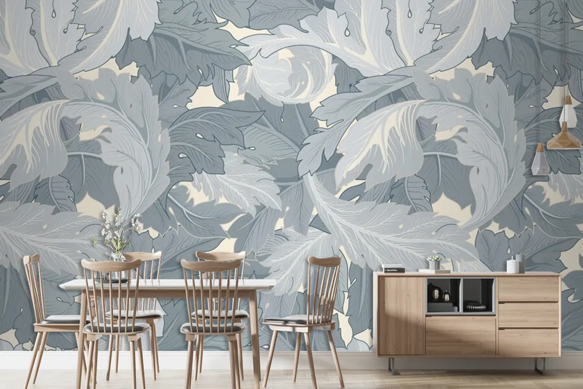 Flower Pattern Dining Room Wallpaper Mural