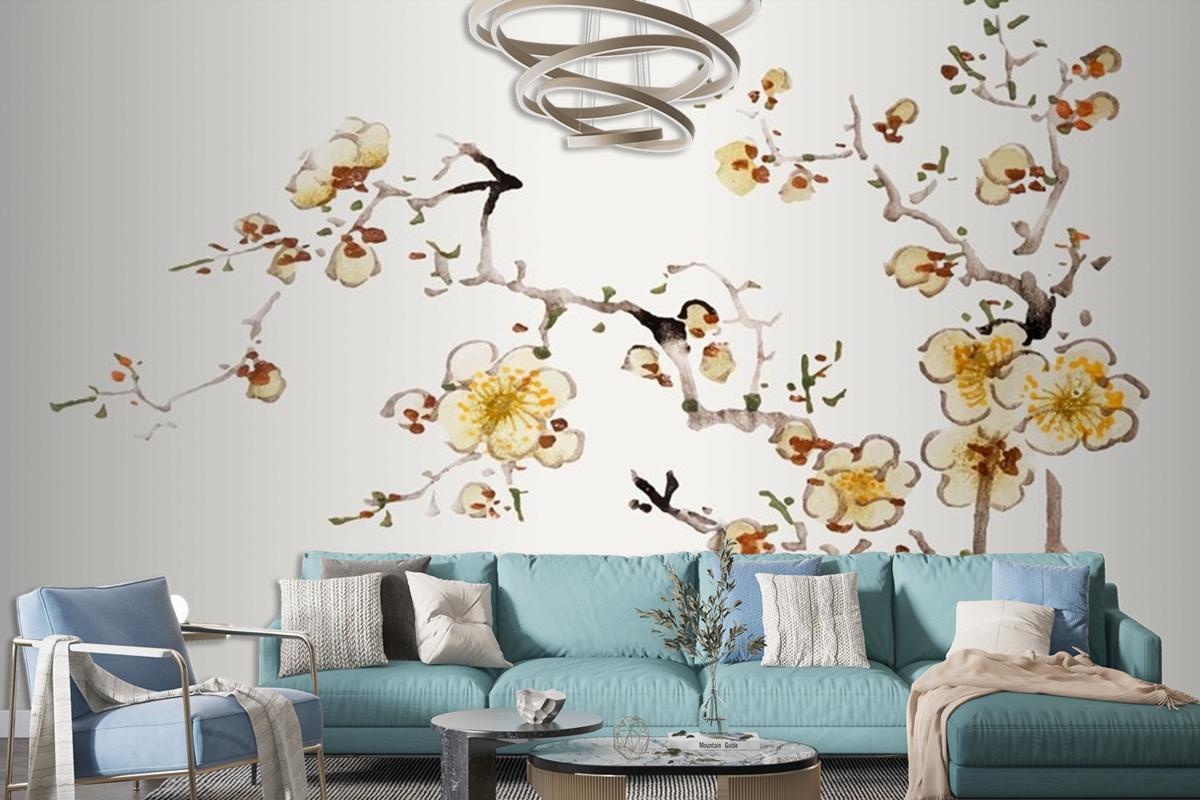 Flower Botanical Art Print Wallpaper Mural