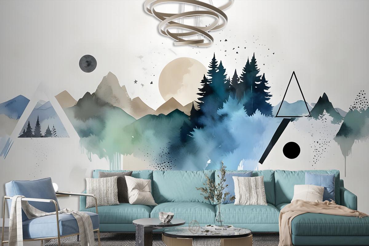 Forest Geometric Pattern Wallpaper Mural