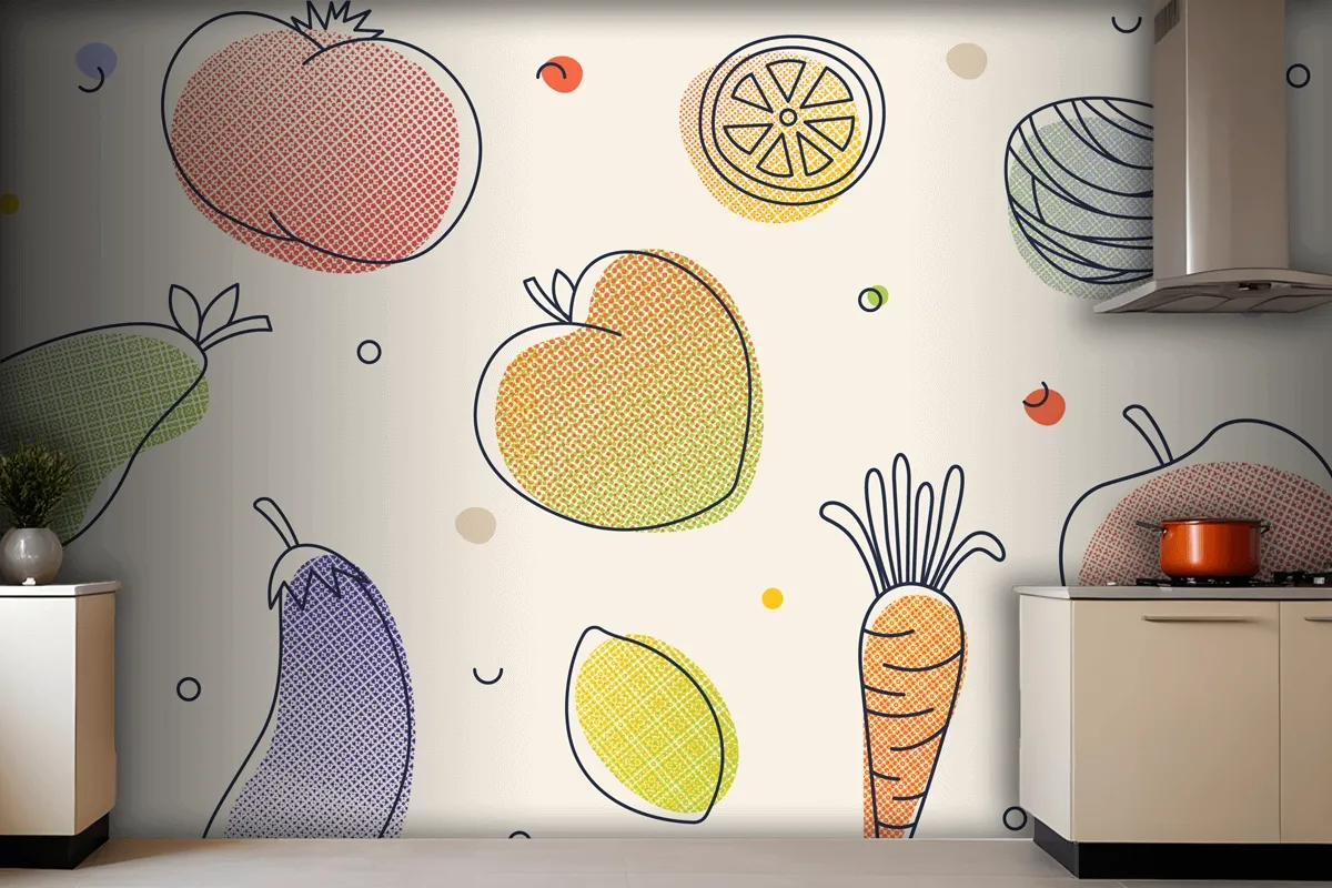 Fruits And Vegetables Kitchen Wallpaper Mural