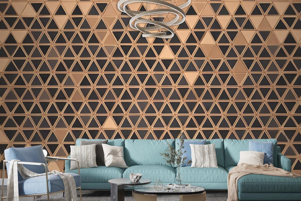 Geometric Triangle Shape Wood Texture Effect Wall Mural