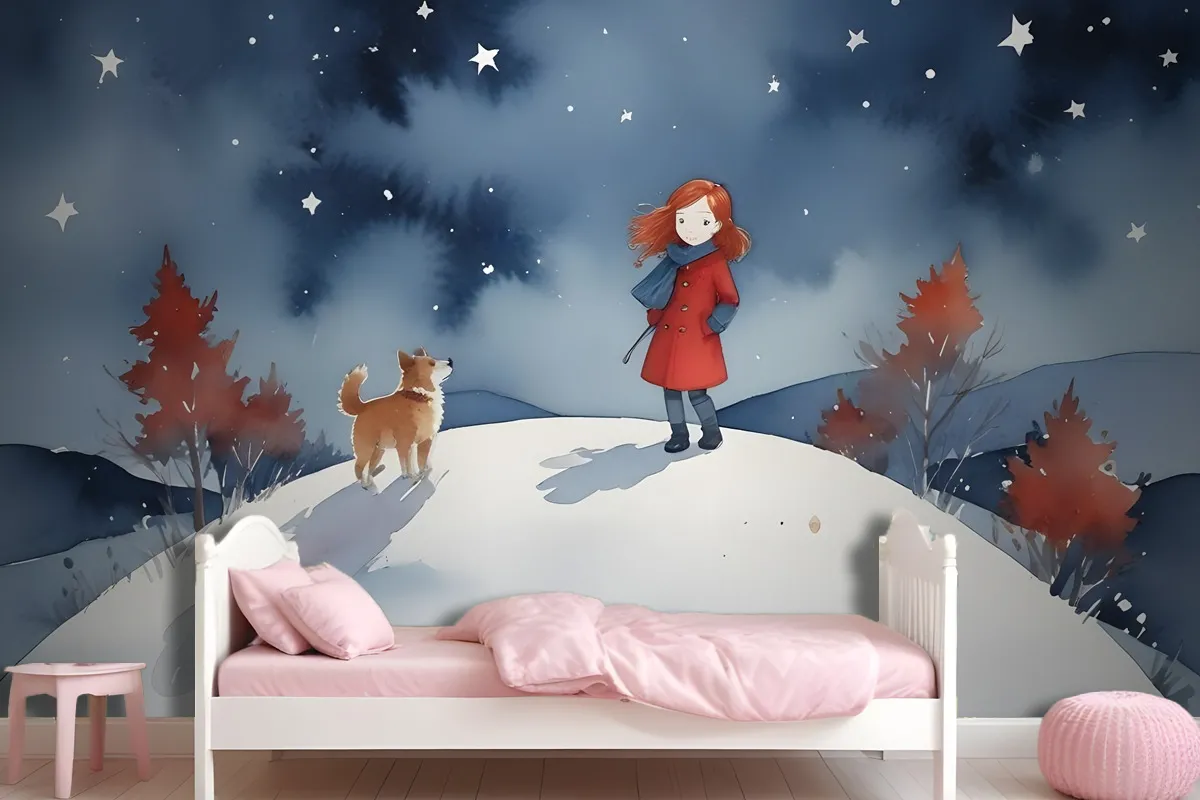 Girls On The Moon Kids Wallpaper Mural