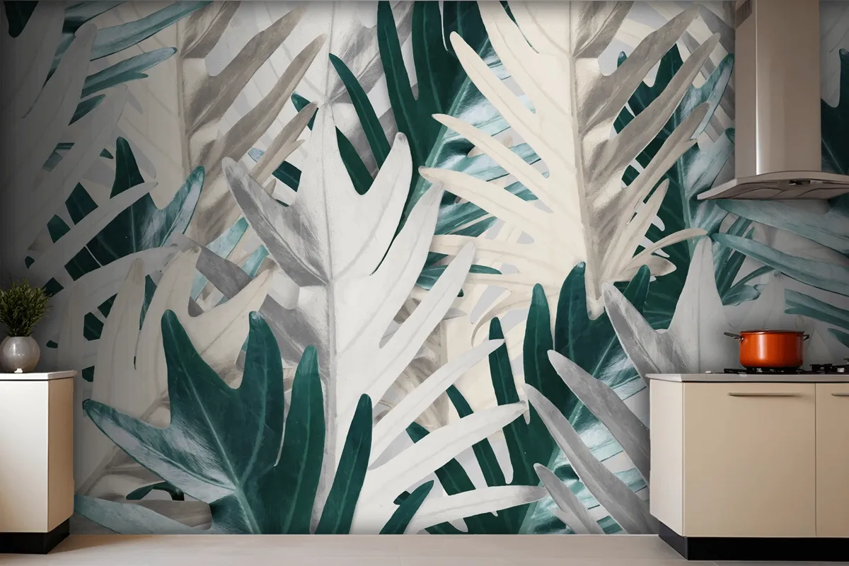 Gold And Green Palm Leaf Kitchen Wallpaper Mural