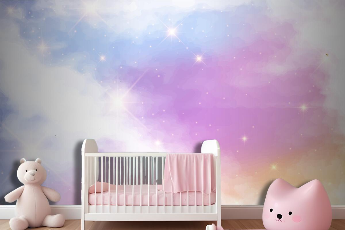 Gradient Pastel Sky Background Girl Wallpaper Mural