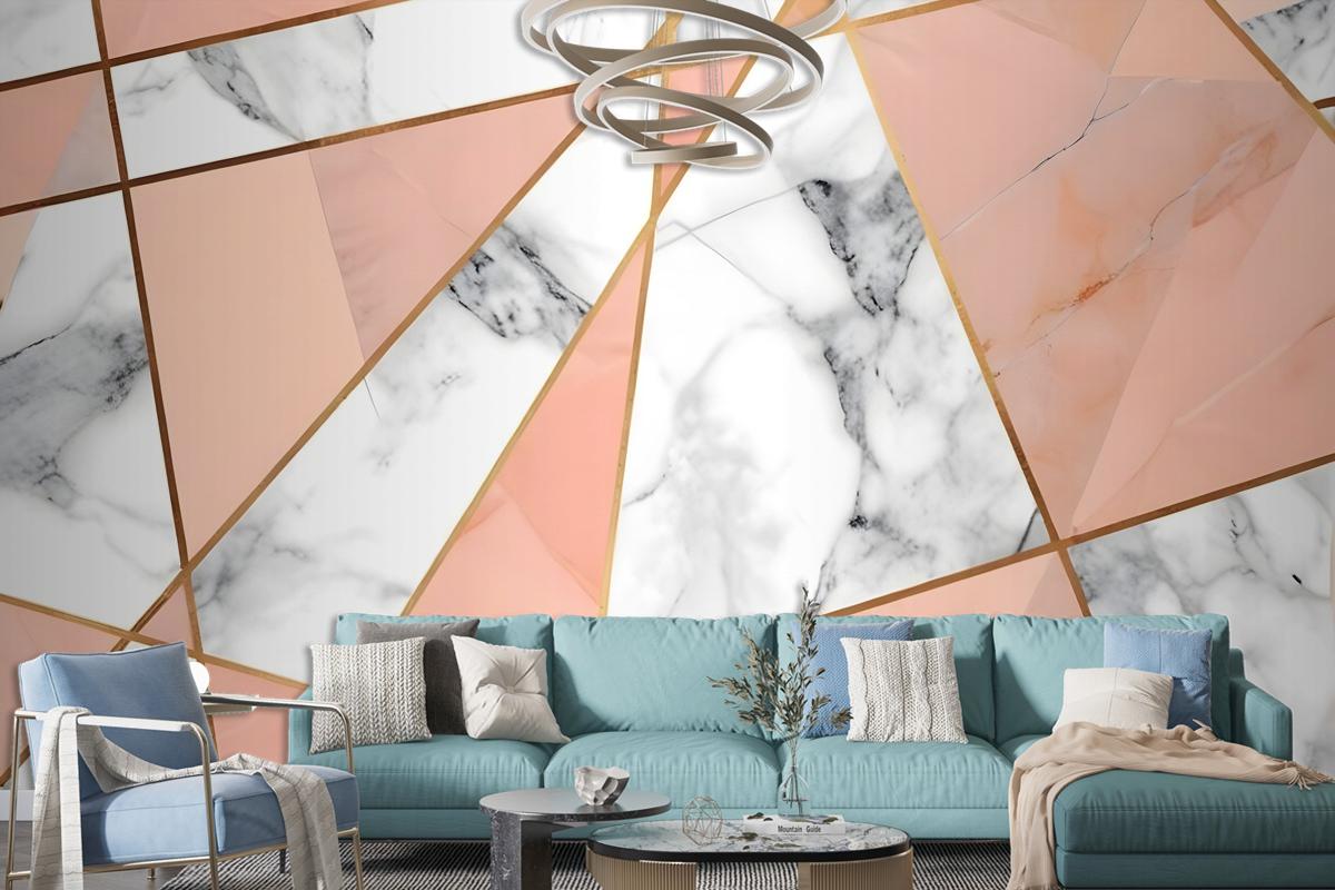 Gray Pink Marble Pattern Wallpaper Mural