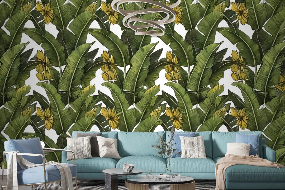 Green Banana Leaves Wallpaper Mural