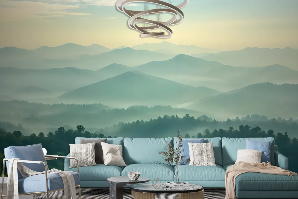 Green Mountain Silhouette Wallpaper Mural