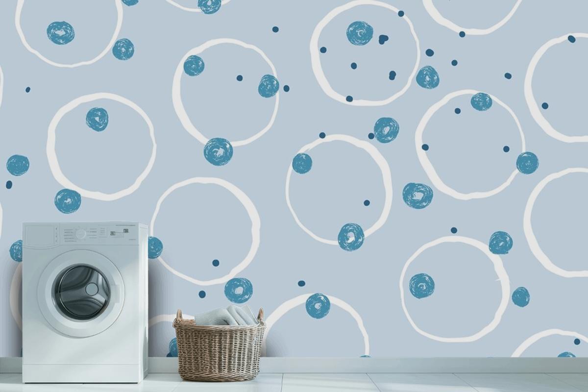 Hand Drawn Blue Dots Background Wallpaper Mural