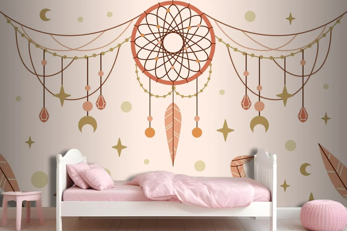 Hand Drawn Boho Background Wallpaper Mural