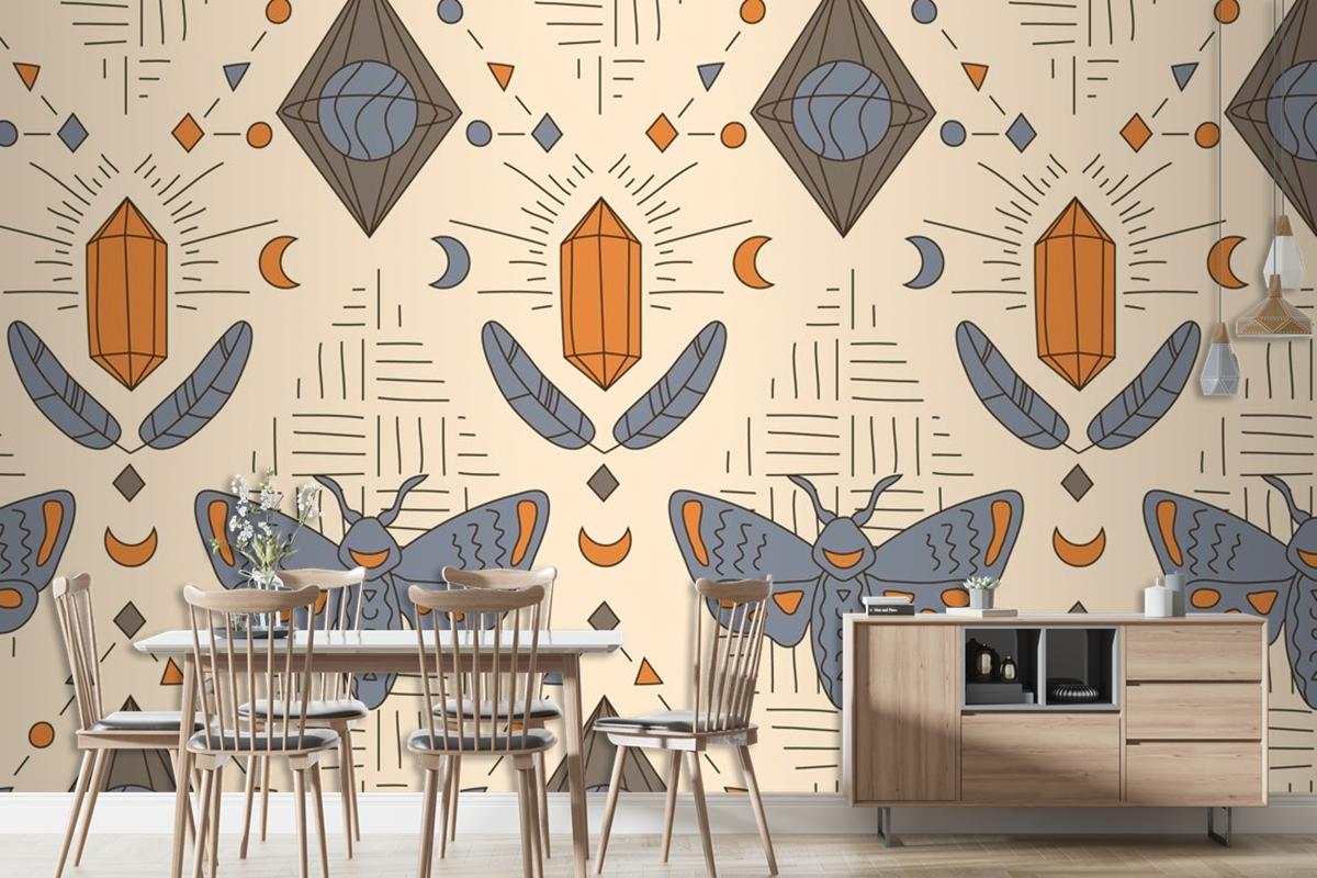 Hand Drawn Boho Geometric Pattern Wallpaper Mural