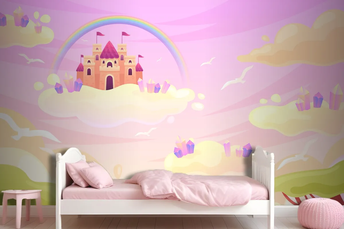 Hand Drawn Fairytale Background Girl Wallpaper Mural