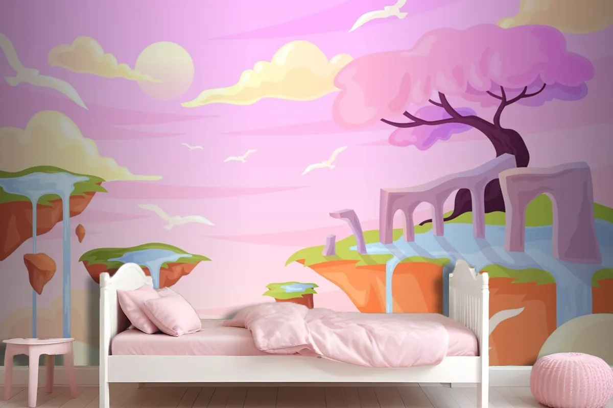 Hand Drawn Fairytale Girl Wallpaper Mural