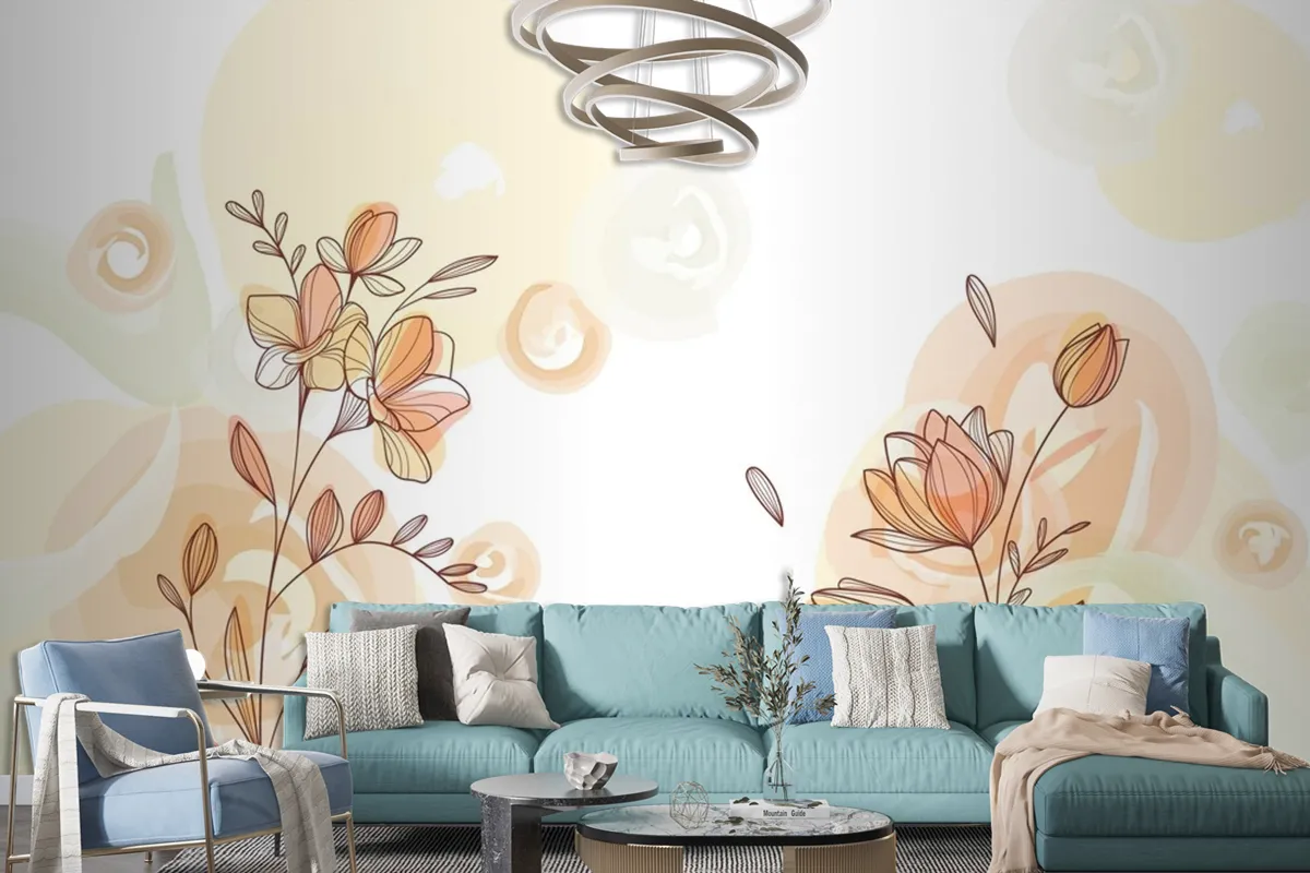 Hand Drawn Flowers Background Wallpaper Mural