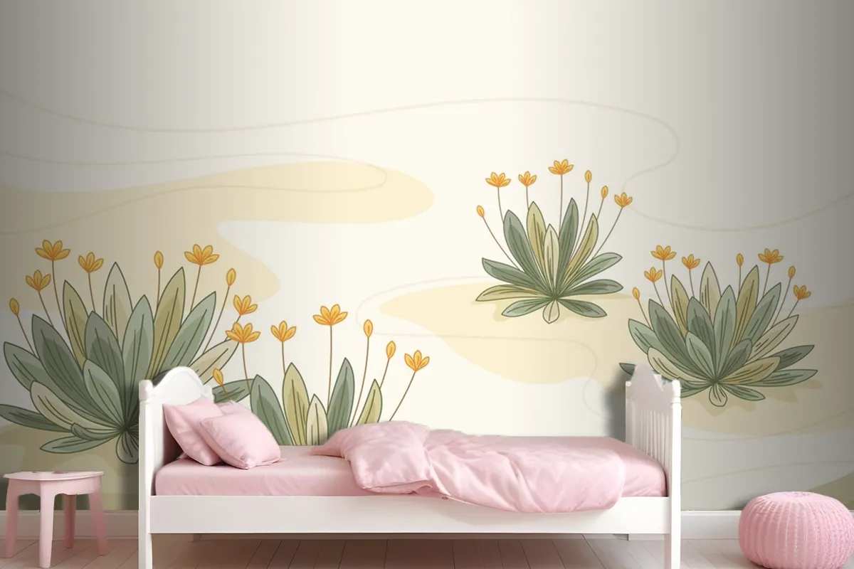 Hand Drawn Frailejon Plant Background Wallpaper Mural