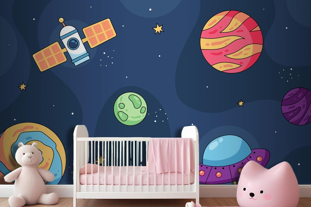 Hand Drawn Galaxy Kids Wallpaper Mural