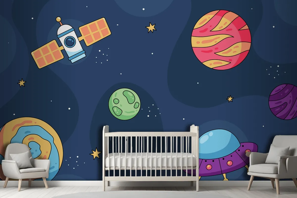 Hand Drawn Galaxy Kids Wallpaper Mural