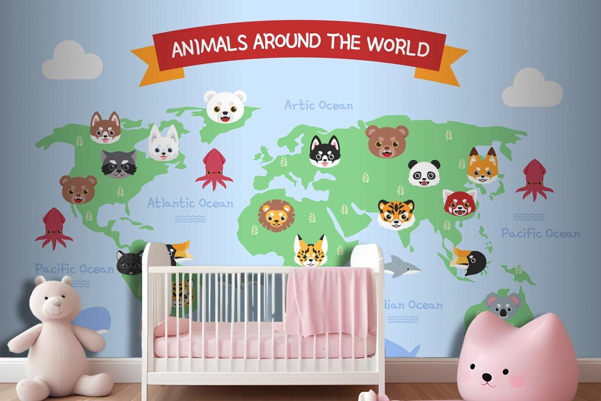 Hand Drawn Kids Map Wallpaper Mural