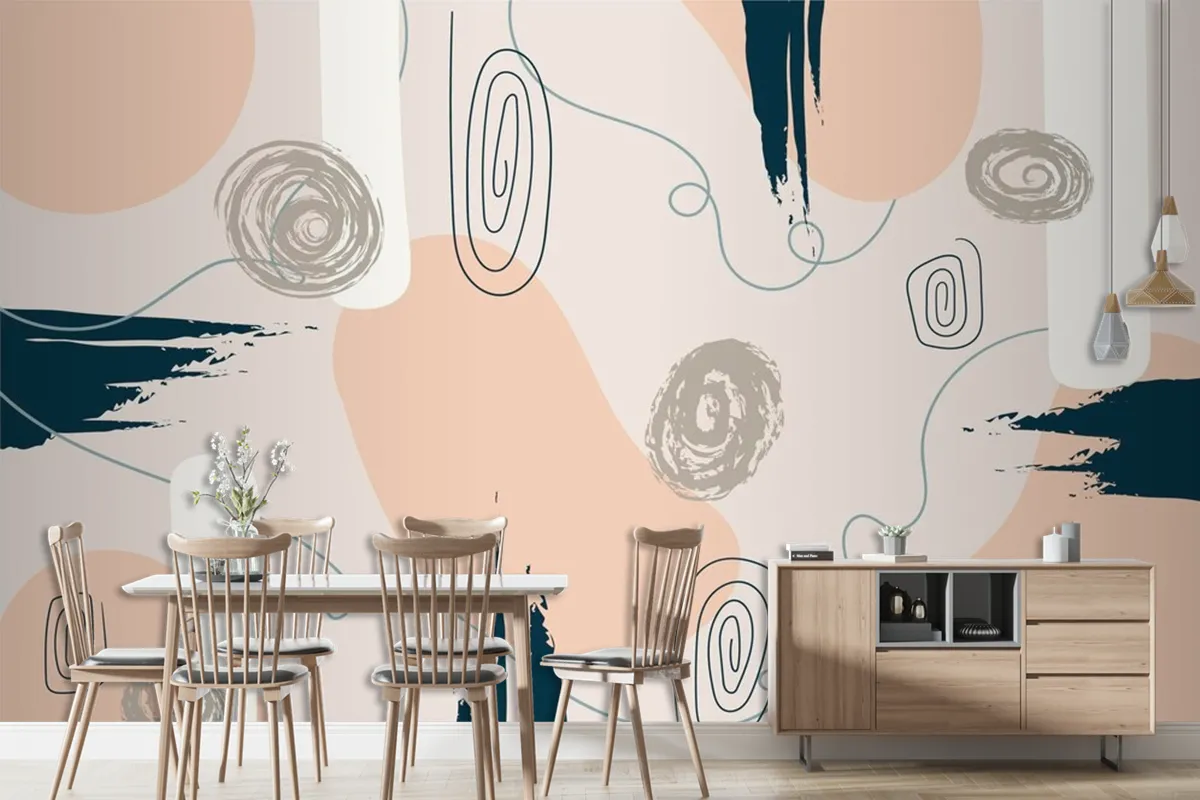 Hand Drawn Minimal Background Wallpaper Mural