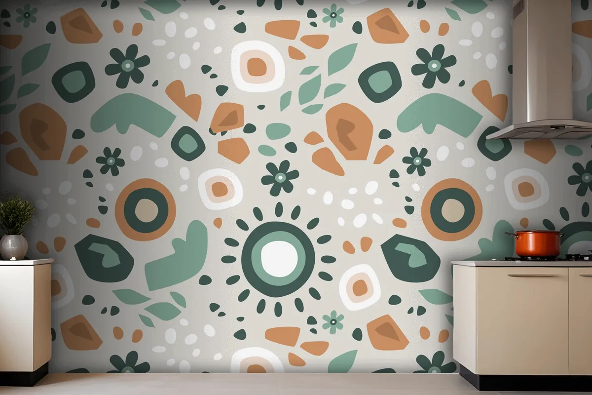 Hand Drawn Muted Colors Pattern Design Wallpaper Mural