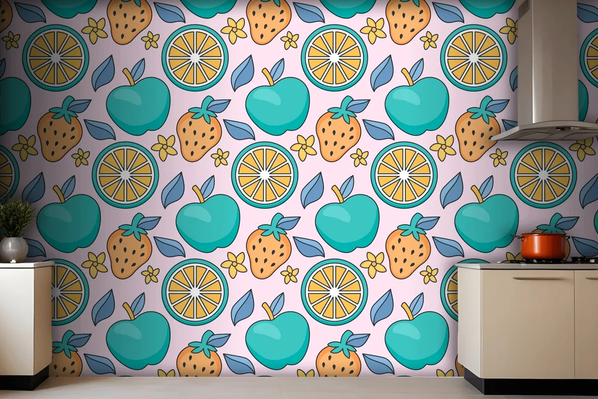 Hand Drawn Pastel Summer Pattern Design Wallpaper Mural