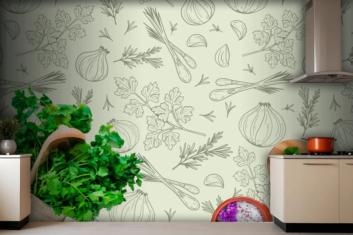 Hand Drawn Pattern Background Kitchen Wallpaper Mural